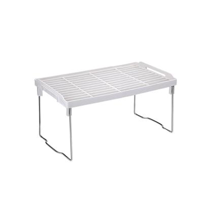 China Hansedr HX-02 Household Folding Kitchen Shelf Cabinet Storage Rack Kitchen Stocked Plastic Folding Desk Shelf With Metal Leg for sale