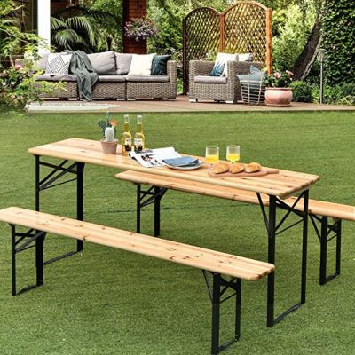 China Outdoor Set Fashion D009.126 Garden Foldable Wooden Beer Table Set Wooden Garden Bench for sale