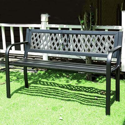 China High Quality Comfortable Outdoor Garden Bench Furniture Chair Lattice Design Metal Outdoor Bench for sale