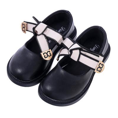 China Girls' Leather Shoes Flat 2021 Spring and Autumn New Little Girl Black Fashion British Style Princess Children's Shoes for sale