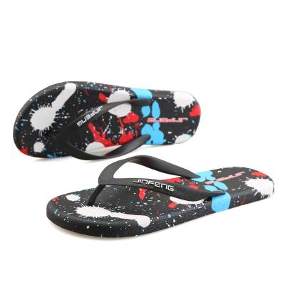 China New Fashion Summer Trend Flip Flops Mens Rubber Soft Bottom Sandals Beach Casual Graffiti Flip Flops For Men for sale