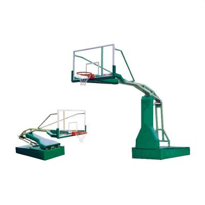 China Electrohydraulic Basketball Stand Fiberglass Electronic Foldable Basketball Stand for sale