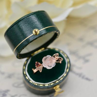 China Vintage 925 Sterling Silver Dainty Delicate Pink Hand-carved Rose Quartz Flower Weddings Bridal Natural Crystal Rings For Women Girls for sale