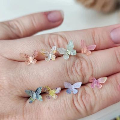 China Fashion Environmental Friendly 8PCS A Set Simple Tiny Mini Cute Colorful Fairy Dainty Resin Transparent Butterfly Studs Earrings Set For Women Girls for sale