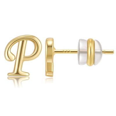 China Environmental Friendly Stackable Delicate Personalized A-Z Alphabet Letter Initial Stud Earrings Gold Plated Valentines Day Gifts for Kids Girls for sale