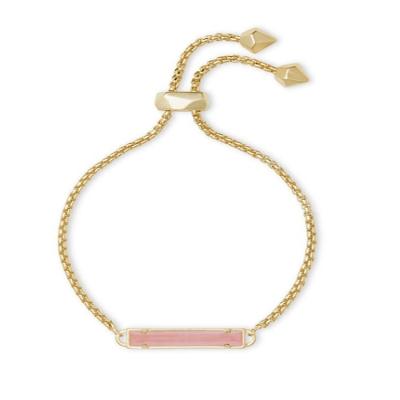 China Romantic Delicate Dainty Gold-Plated Adjustable Chain Colorful Pink Blue Green Black Crystal Bar Bracelet for Women Fashion Jewelry for sale