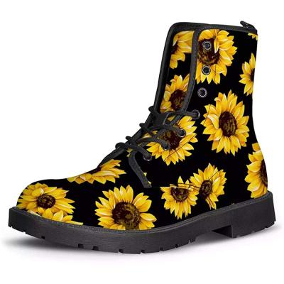 China Round OEM Printed Boots Mens PU Leather School Kids Lace Up Long Boots Shoes for sale