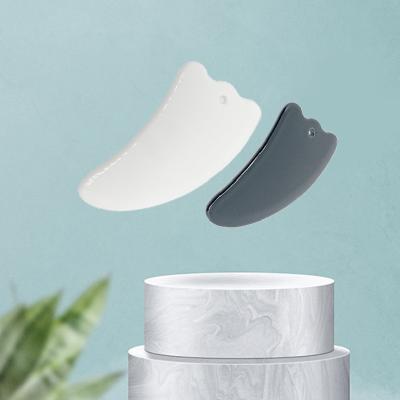 China face& Neck& Chinese Manufacturer Body Guasha Tool For Facial Lifting Beef Horn Shape Black And White Ceramic Guasha Scraping Massage Gua Sha Facial for sale