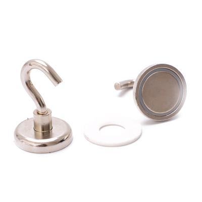 China Industrial Magnetic Hooks Strong Neodymium Magnet Rare Earth Magnet Hooks Metal E16 Plated Color Strong Magnet Hook for sale