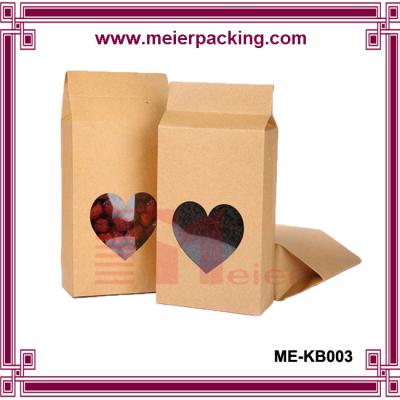 China Custom dried food packaging kraft paper bag with heart-shape window for loose tea ME-KB003 for sale