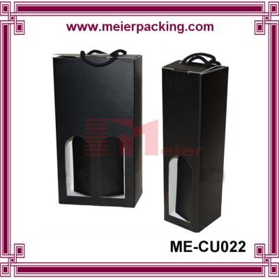 China Wine Carrier Single/Double Bottle Corrugated Paper Box with Handle ME-CU022 for sale