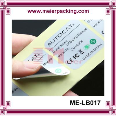 China high quqlity and heat resistant plastic pipe stickers/waterproof vinyl adhesive custom label for electronic ME-LB017 for sale