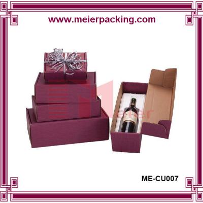 China handmade luxury kraft paper wine box/gift boxes/Elegant cardboard wine box/ flip top wine paper box ME-CU007 for sale