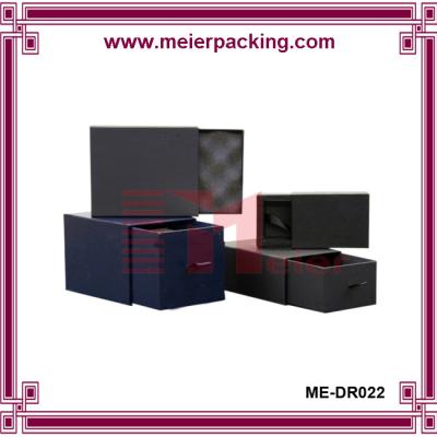 China Matte Black paper drawer box/drawer gift box with gold foil stamping logo/paper drawer box for clothes with rib ME-DR022 for sale