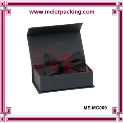 China Matte Black Gift Box with Bow/Magnetic Cardboard Paper Packaging Presentation Box ME-MG009 for sale