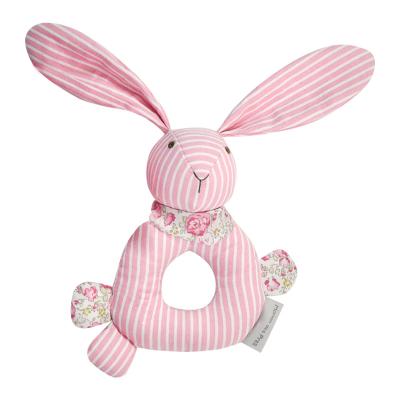 China Plush Ready To Ship Healthy Cute Bunny Baby Rattle Set With Early Education Soft Pink Plush Animal Hand Bell Stuffed Baby Rattle Toys for sale