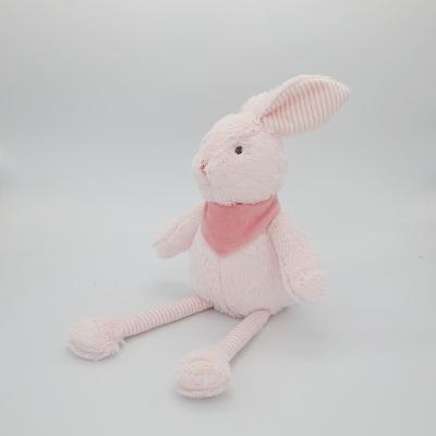 China Plush rabbit rose with stripe ear conejo rosa conejo plush rabbit fabric toy giocattolo en tessuto di coniglio for sale