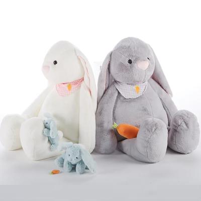 China Large Plush Toy Plush Animal Pink Rabbit Soft Stuffed Rabbit Toys With Carrot And Scarf for sale