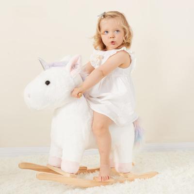 China Ride on Toy Ready to Board Cute Unicorn Deer Rocking Horse Ride Girl Promotion List Promotion Children's Toy Wooden Indoor Decorative Plush Toy for sale