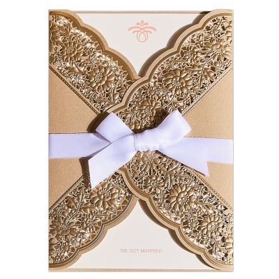 China Europe Embossed Exaggerated Luxury Romantic Gold Foil Wedding Cards Invitations for sale