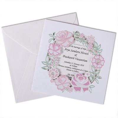 China Europe 15*15CM Elegant Square Laser Cut And Emboss Wedding Wedding Invitations Card for sale