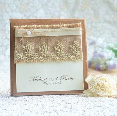 China Europe Vintage Craft Paper Style Classic Wedding/Baby Shower Naming Ceremony Cards/Birthday Invitation For Reception for sale