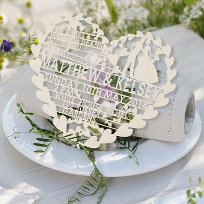 China Europe Laser Cut Heart Shaped Wedding Cards Invitation Card for sale