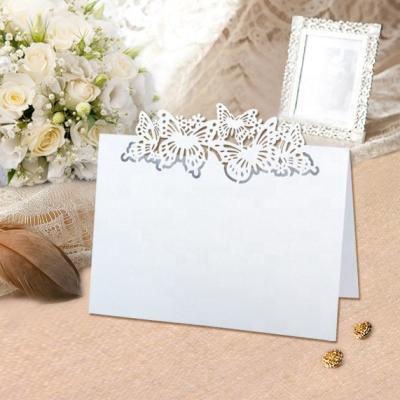 China Europe hot sale white color butterfly wedding favors wedding decorations table place card laser indian invitation place card for sale