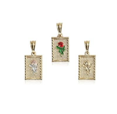 China Non Allergic High Quality 14k Gold Picture Frame Rose Pendant Retro Style Miss Pendant for sale