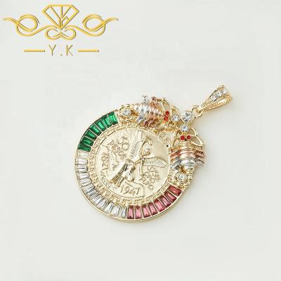 China Mexican Gold Plated Coin Centenario Mexicano Moneda 50 Pesos Pendant for sale