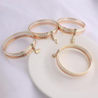 China FASHIONABLE Multi Color Zircon 7 Day Jewelry 14k Tricolor Gold Filled Tricolor 7 Gold Bracelets Religious Oro Laminado de Semanario for sale