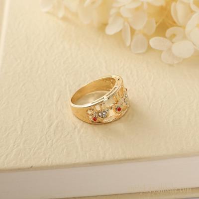 China Luxury Fashion Rings 18K Gold Plated Zircon Ring Animal Hyperbola Crystal Jewelry Women Elephant for sale