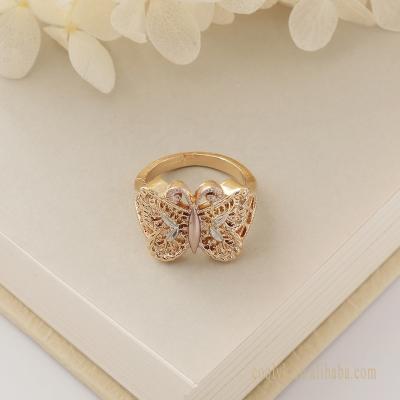 China Simple And Gorgeous Environmentally Friendly Butterfly Design 14k Gold Plated Rings for sale