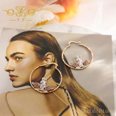 China Religious Yuankuan Different Kinds Of Saint Tricolor Jude Virgin Mary Hoop Earring Earrings 18k Gold Plated For Women for sale