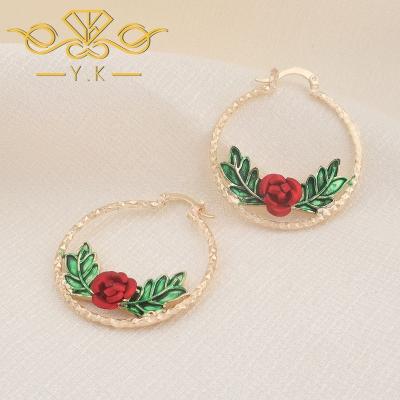 China New 14k GoldvPlated Rose Flower Hoops Earrings Cubic Butterfly Zirconia Hoop Earrings Trendy Circle Hoop Earrings For Women Girls for sale