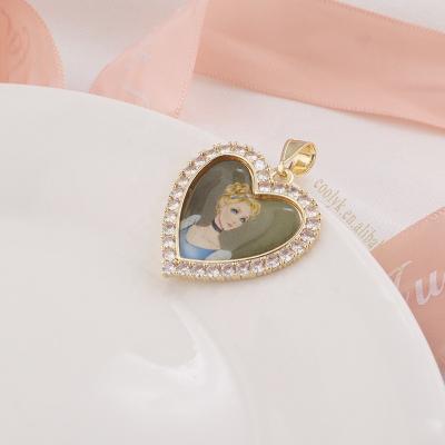 China Non Allergic Most Popular Cartoon Cute Boy And Girl Photo Frame Doll Pendant Necklace for sale