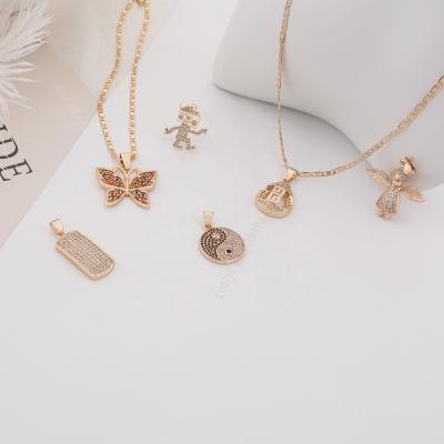 China Environmental Friendly DIY Angel Fairy Crystal Pendant and Charms Jewelry Inscription Iced Out Golden Pendant Necklace for Gift for sale