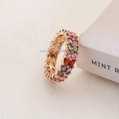 China Luxury New Arrive Women Girls Jewelry Hot Selling Colorful Cubic Zirconia Eternity Ring for sale