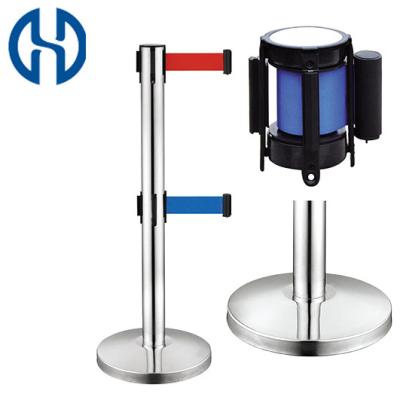 China Any Place Need Retractable Crowd Control Belt Barrier Queue Line With Double Tape for sale