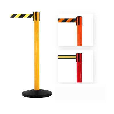 China Any Place Need Crowd Control Yellow Belt Barrier Post With Black/Yellow Retractable Belt for sale