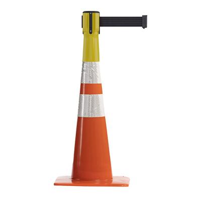 China Any Place Needs Crowd Control Road Safety 3 Meter Plastic Retractable Cone Belt Topper, Captain Cone Mount Traffic Retractable Widening Barrier for sale