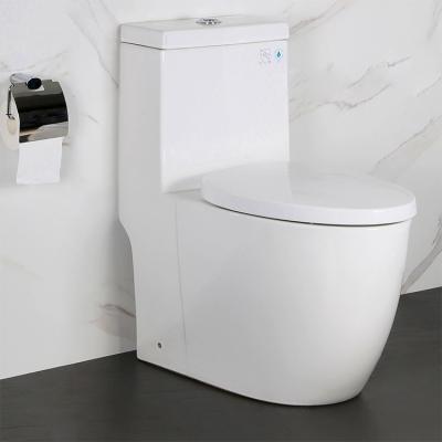 China Dual-Flush HILITE Modern Floor Mounted Dual Flushing Valve American Bathroom Ceramic Toilet Sanitary War One Piece Toilet CUPC for sale