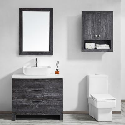 China Modern HILITE Good Quality Three Drawers Melamine Modern Bathroom Vanity Cabinet Small Bathroom Furniture Cabinets With Mirror for sale