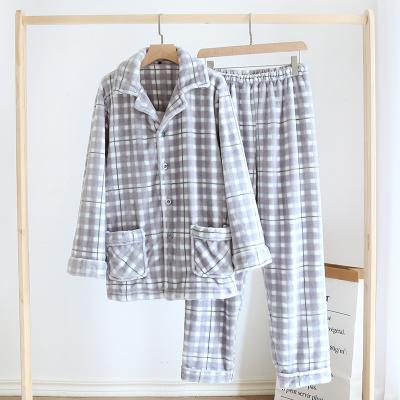 China Men Flannel QUICK DRY Pajamas Set Autumn And Winter Plaid Long Sleeve Pants Sleepwear For Women Thick Warm Casual Loose Home Service for sale