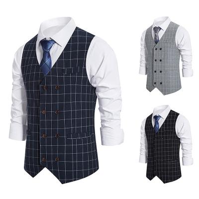 China Spring Sleeveless Autumn Plus Size Business Casual Waiscoat Fashion Vest Plaid Vest 2021 Viable Suit Vest Men for sale