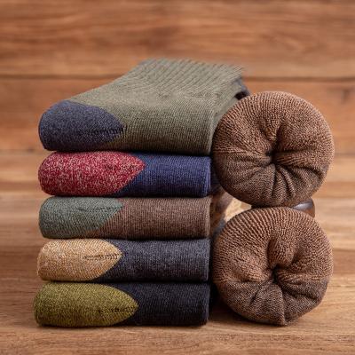 China New Sporty Men's; s bangs high quality warm thick Japanese Korean Harajuku socks for man Terry Towel Cotton Socks 5 pairs for sale