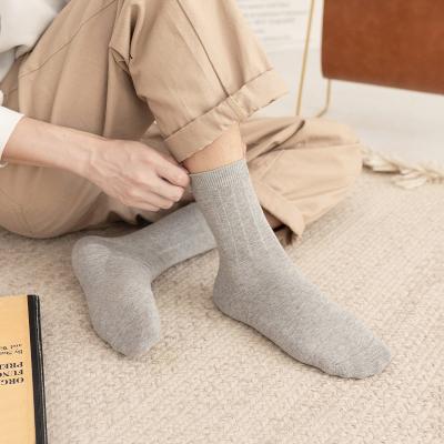 China Sporty Dress Socks For Men Autumn Winter New Fashion Warm Solid Color Thick Combed Cotton Crew Socks Breathable Comfortable Absorb Sweat for sale