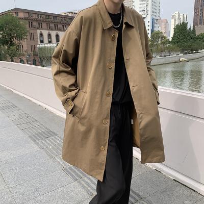 China Herfst Katoen Mannen's Waterproof Ditch Coat Fashion Lange Oversized Casual Jas Mannen Streetwear Koreaanse Losse Windjack Heren Overjas for sale