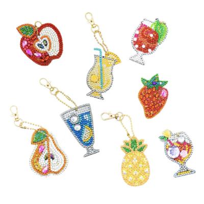 China DIY Children's 5D DIY Fruit Drink Shaped Diamond Painting Pendant Keychain for sale