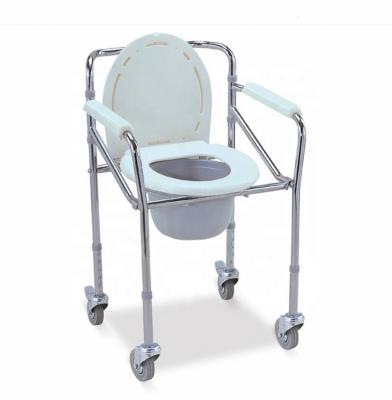 China Patient Wheels / Folding Toilet Chair Potty Chair Adult With Casters RJ-C696 Foldable for sale